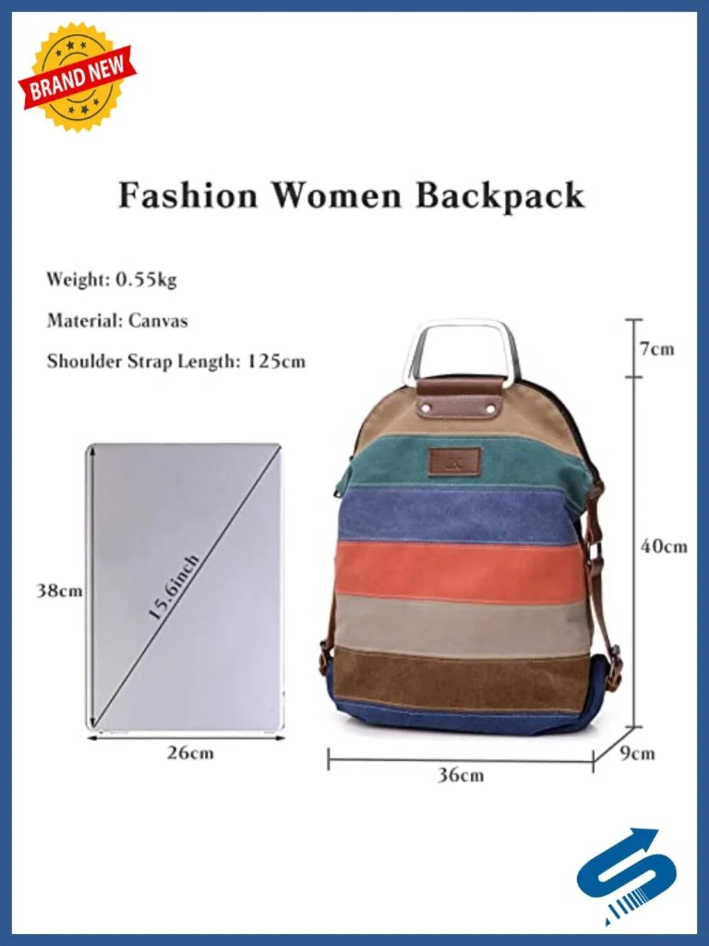 Canvas 3-in-1 Convertible Backpack Shoulder Crossbody Tote for Work Travel